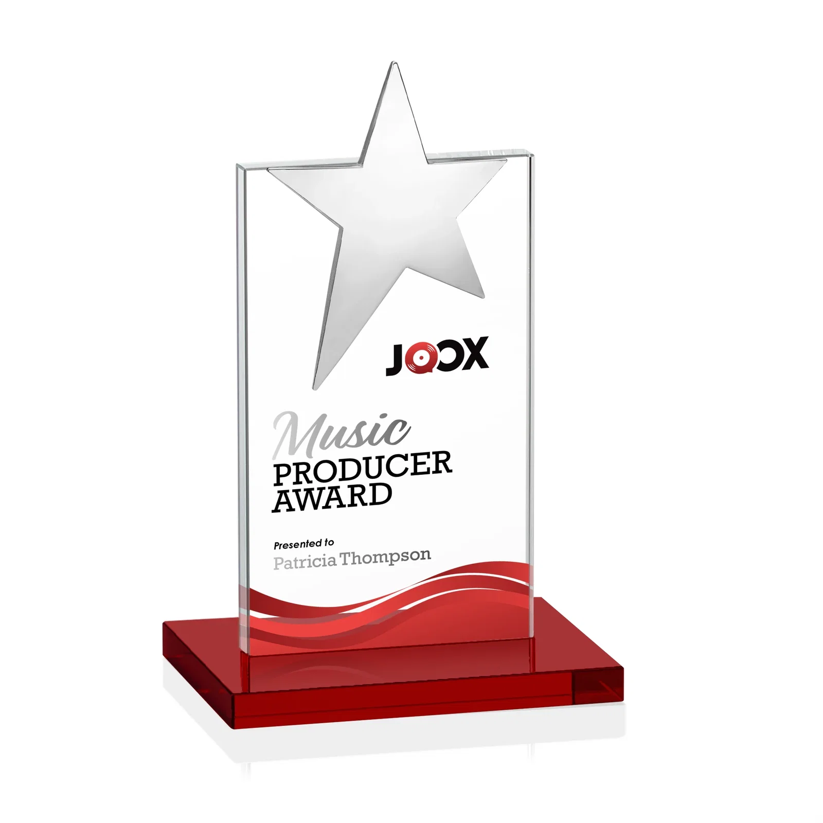 Custom Starfire Crystal Award with Fixed Chrome Star Top, with your logo for corporate award ceremonies