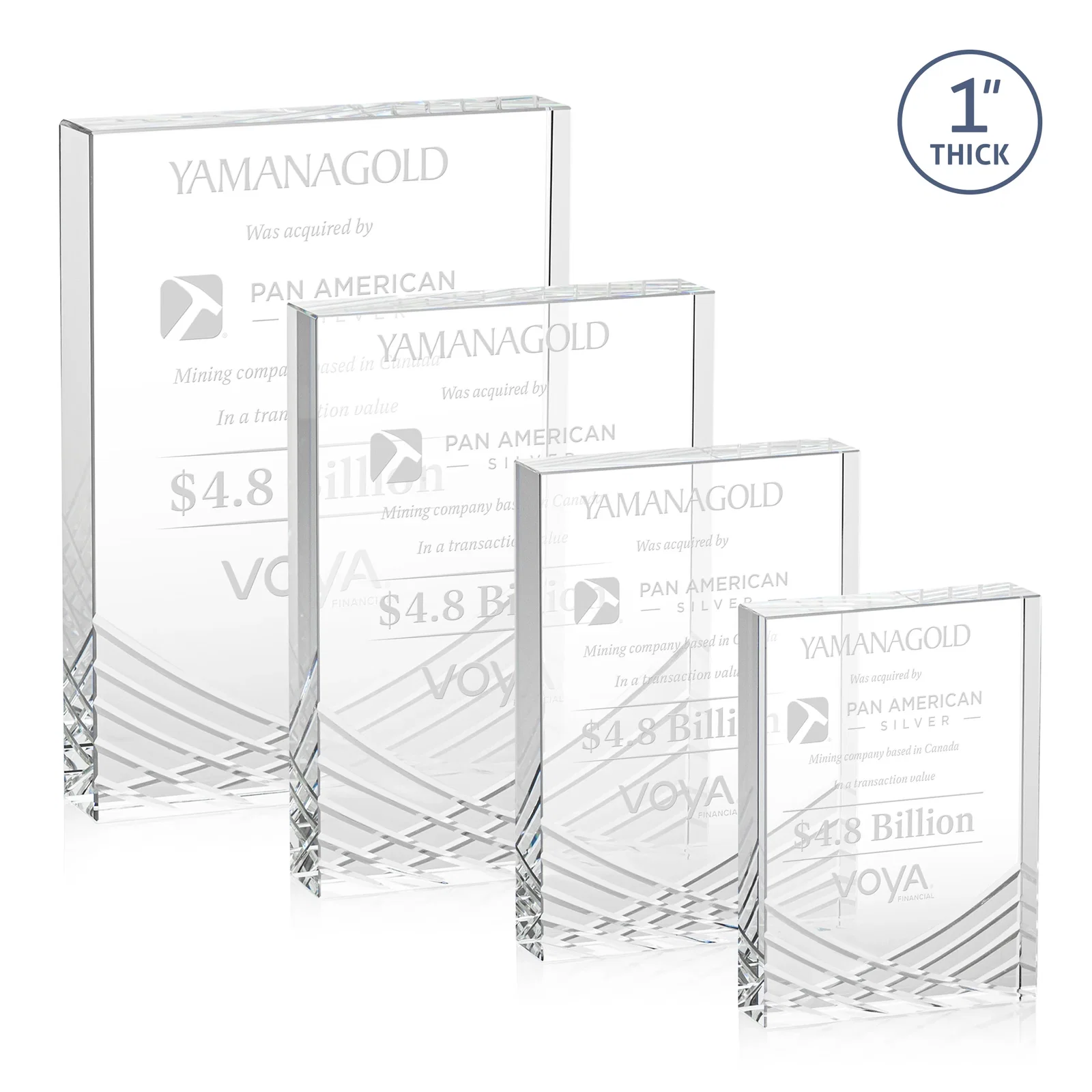 Custom Optical Crystal Tombstone Award With Crisscross Groove Pattern, awards for employee recognition