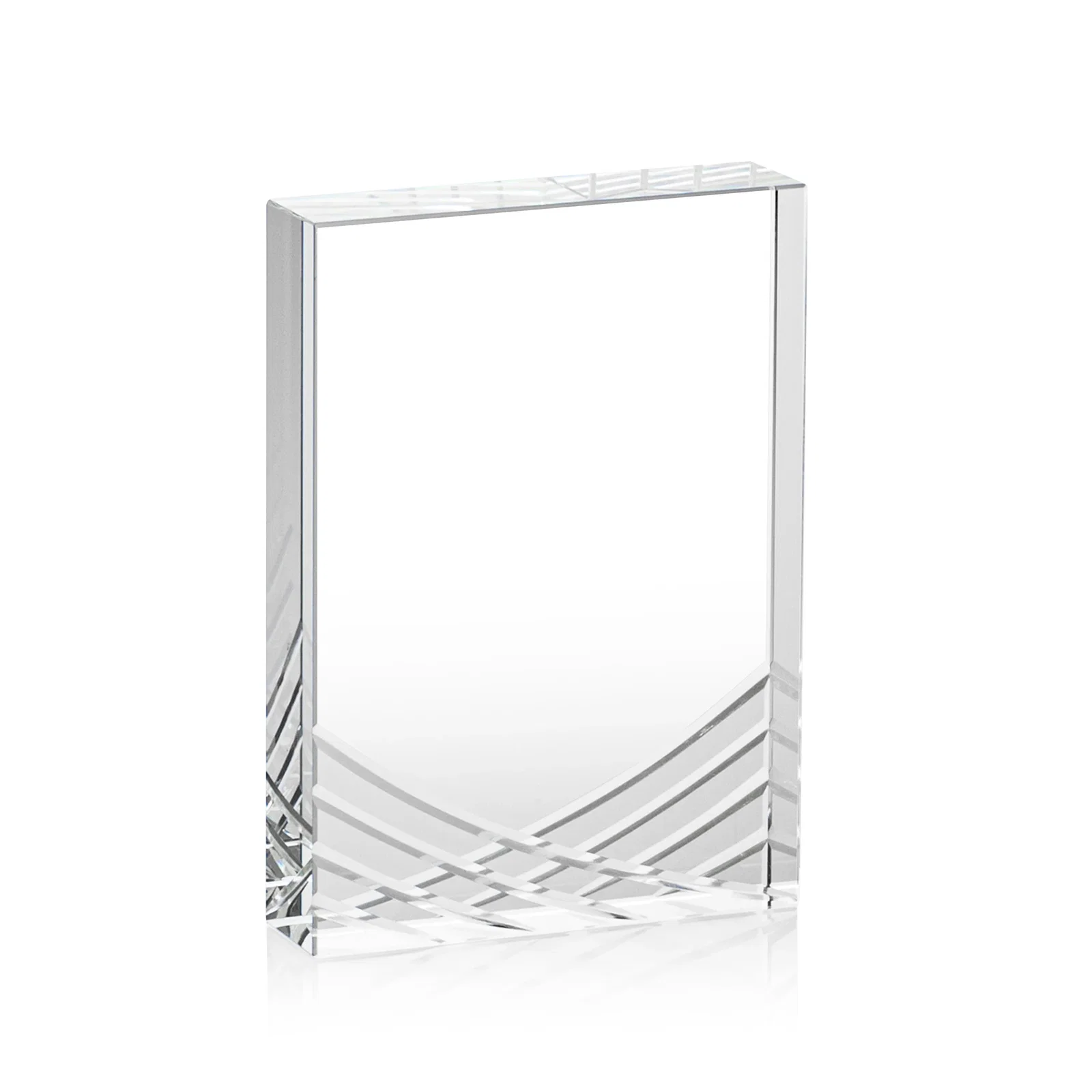 Custom Optical Crystal Tombstone Award With Crisscross Groove Pattern, awards for company anniversary events