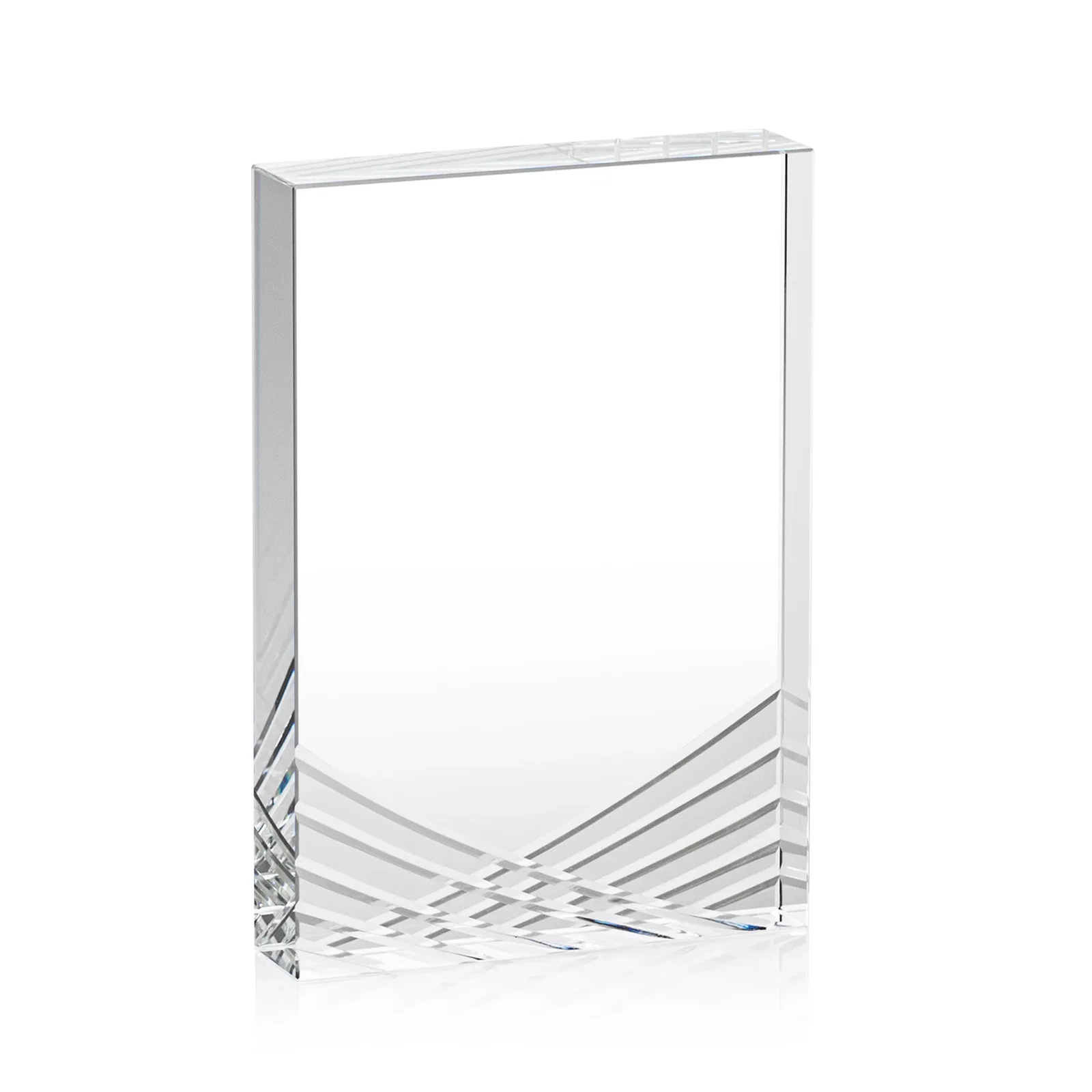 Personalized Optical Crystal Tombstone Award With Crisscross Groove Pattern, awards for employee recognition