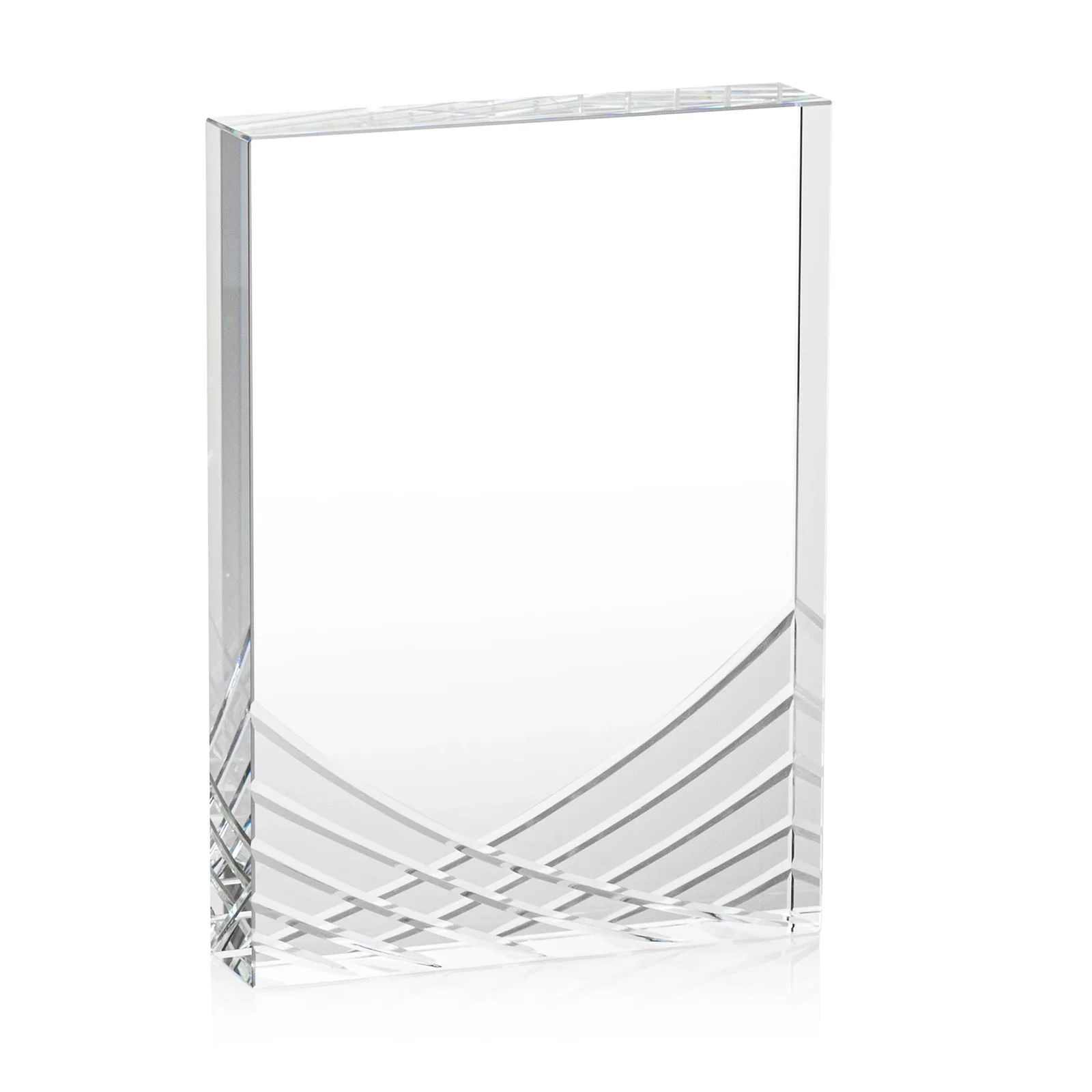 Personalized Optical Crystal Tombstone Award With Crisscross Groove Pattern, awards for corporate award ceremonies