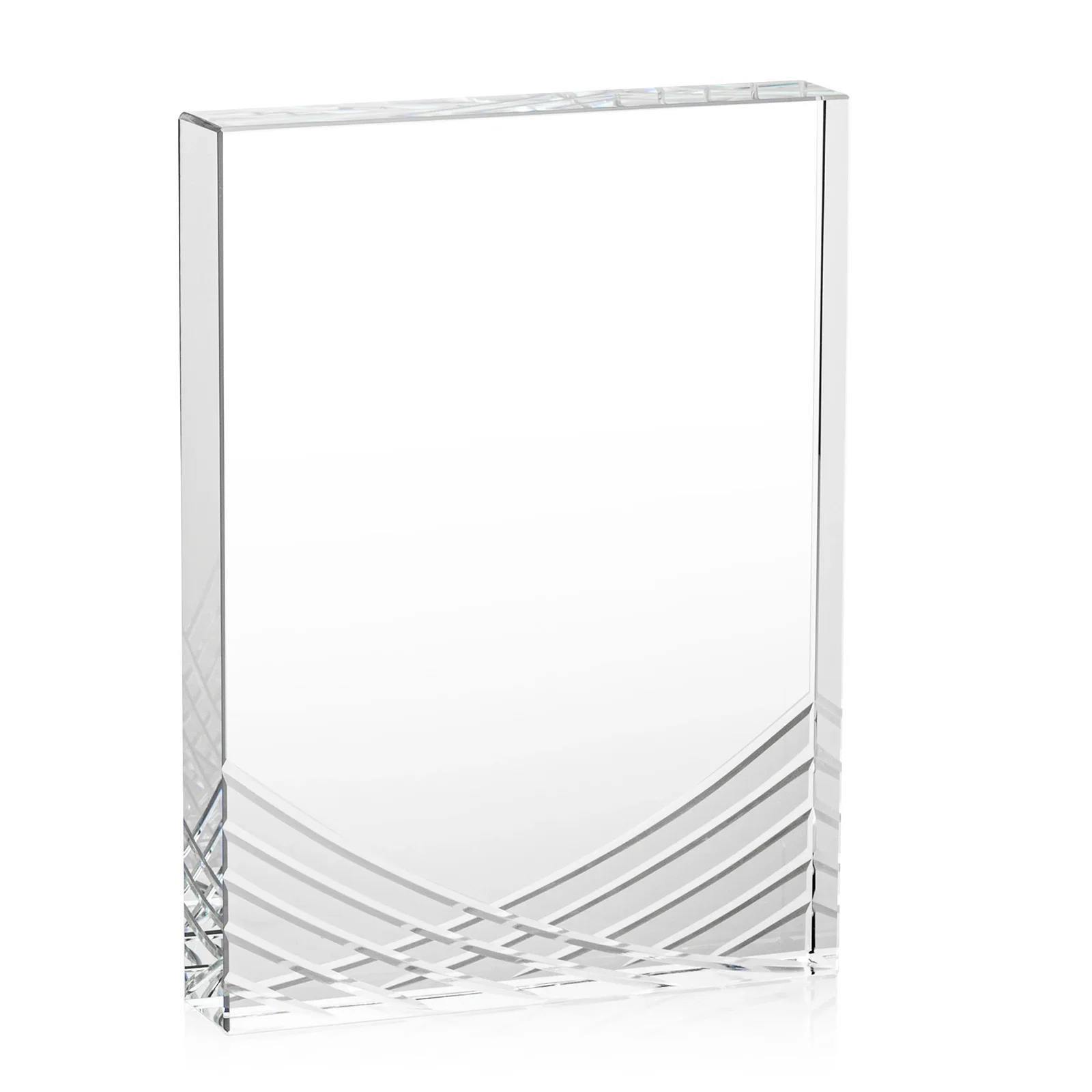 Personalized Optical Crystal Tombstone Award With Crisscross Groove Pattern, awards for service anniversary gifts