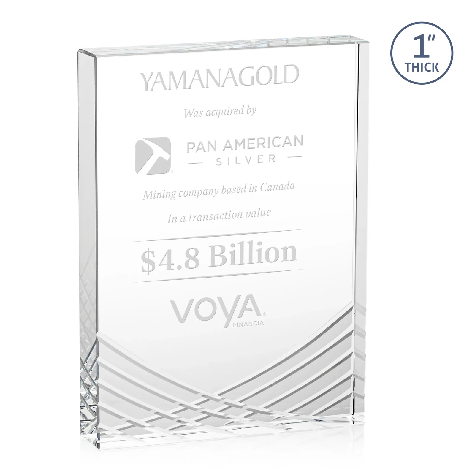 Custom Optical Crystal Tombstone Award With Crisscross Groove Pattern, awards for retirement presentations