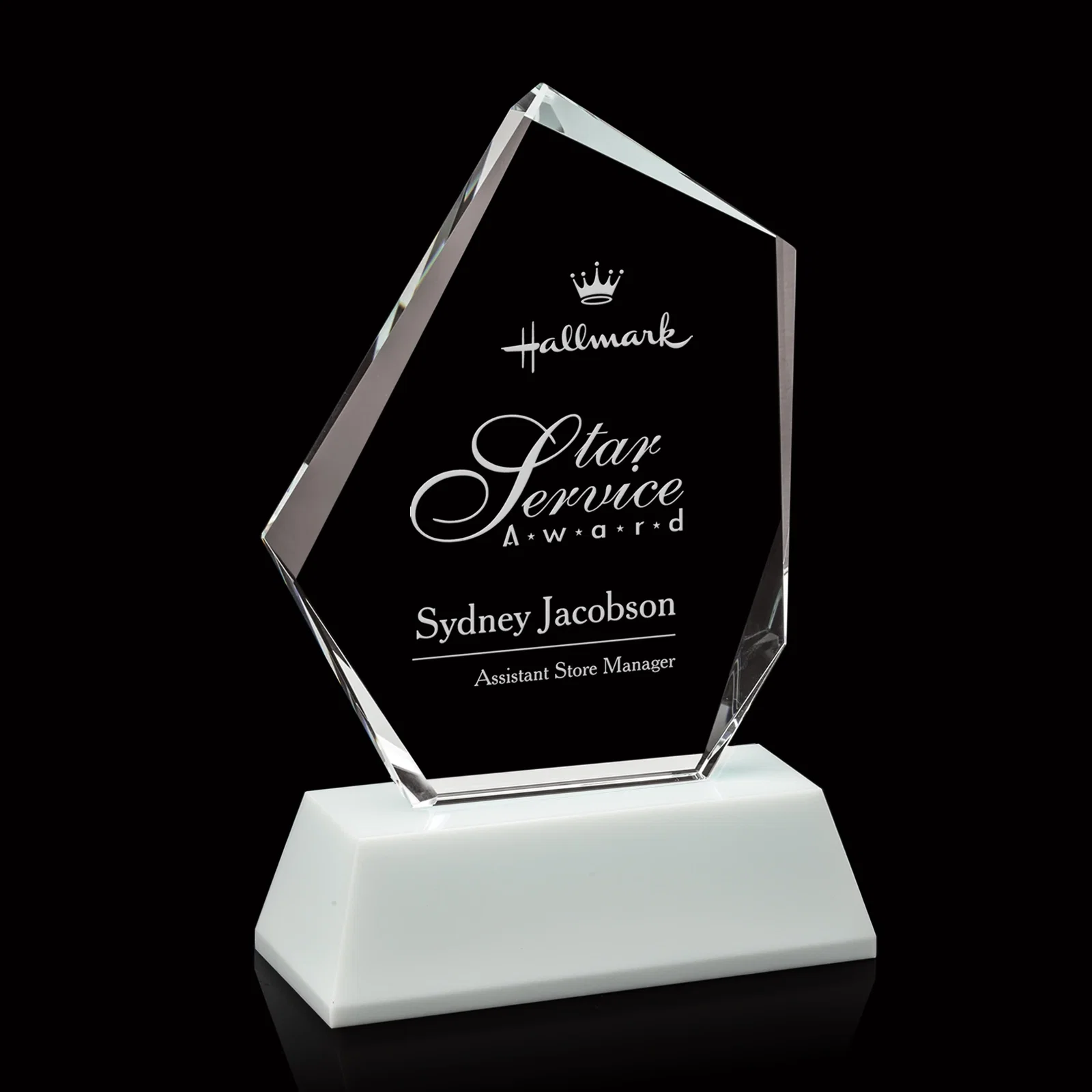 Custom White Crystal Base Optical Crystal Award, awards for service anniversary gifts