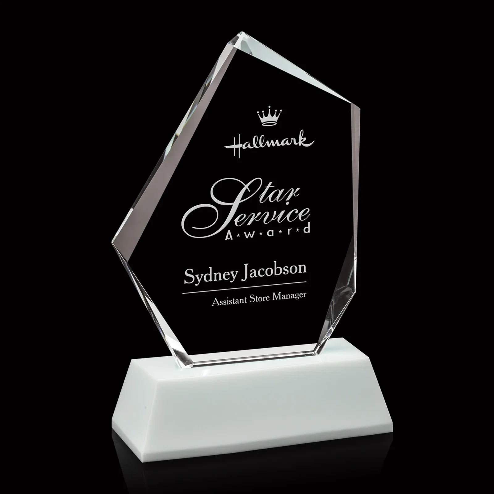 Custom White Crystal Base Optical Crystal Award, awards for sales achievement awards