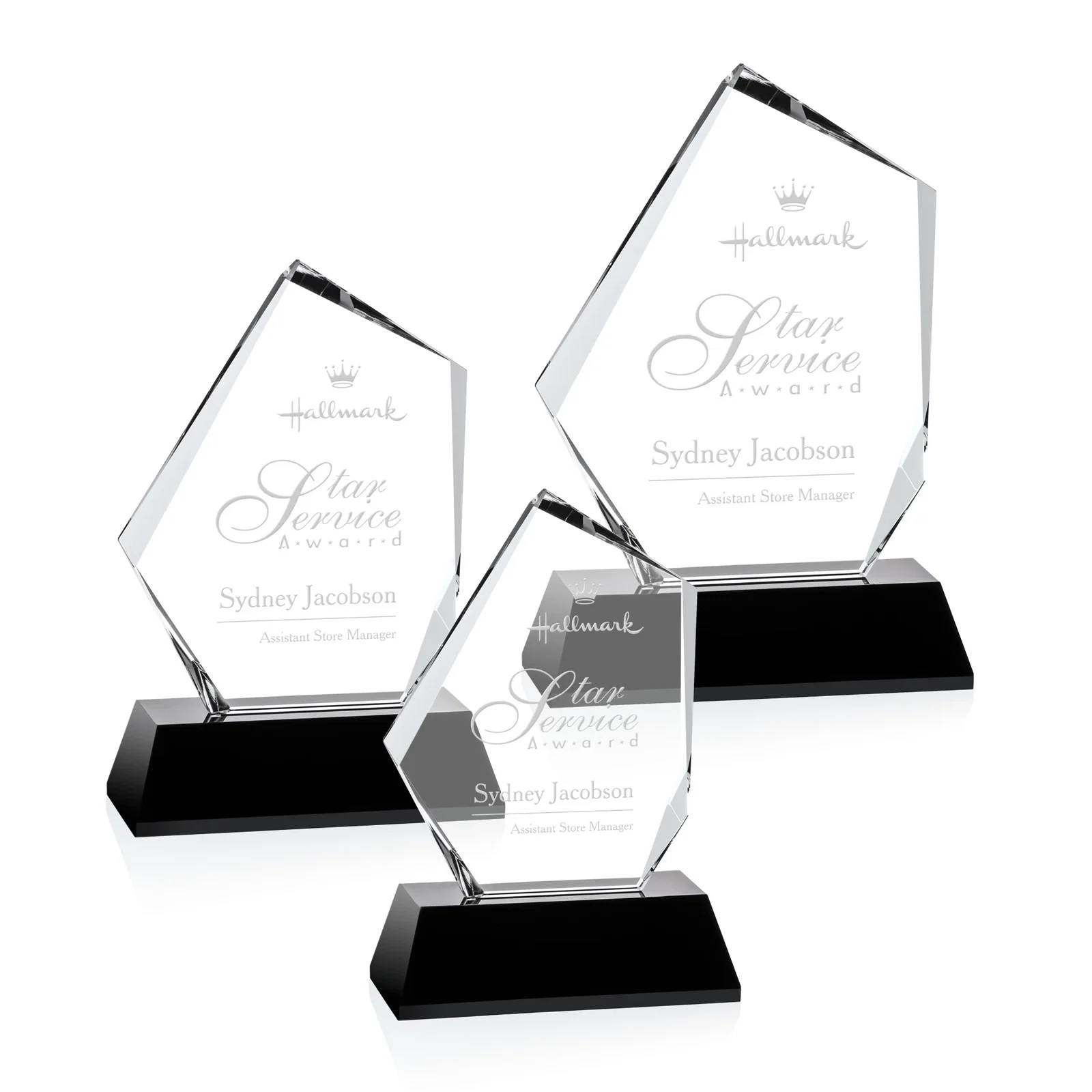 Custom White Crystal Base Optical Crystal Award, awards for retirement presentations