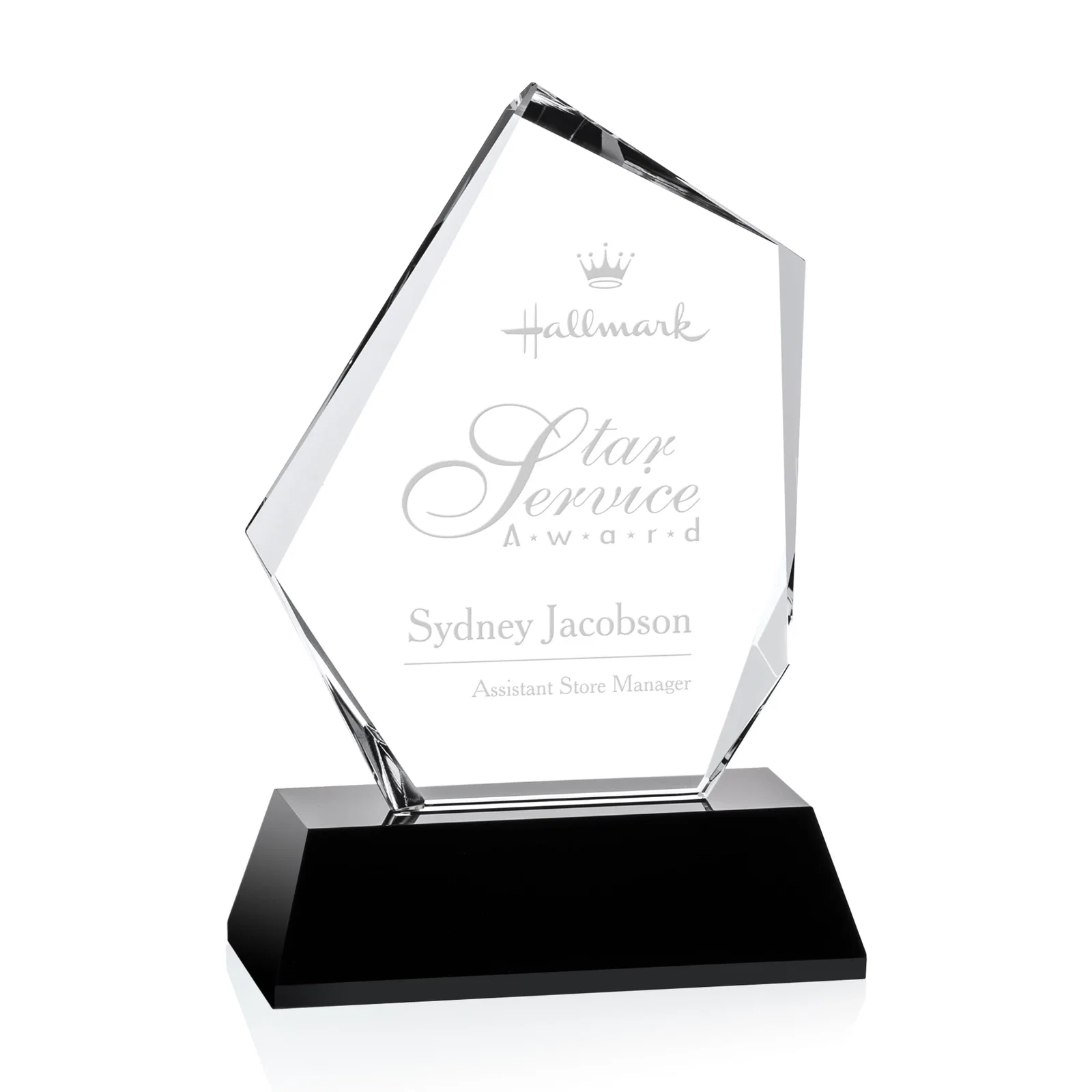 Custom White Crystal Base Optical Crystal Award, awards for donor appreciation