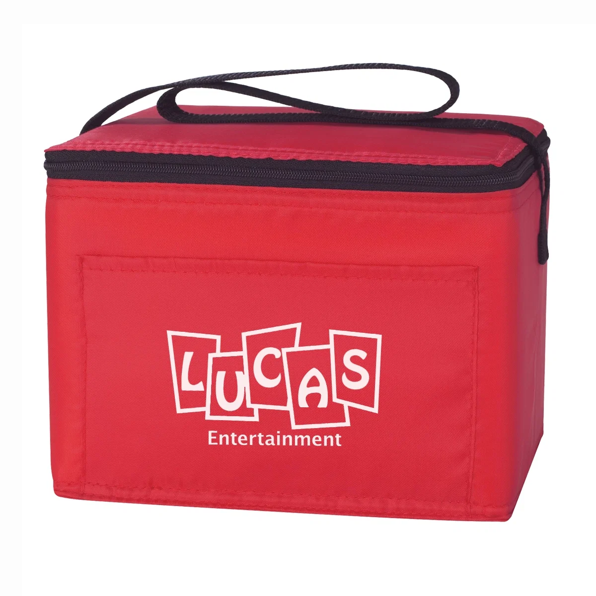 Red cooler shown closed and ready to carry