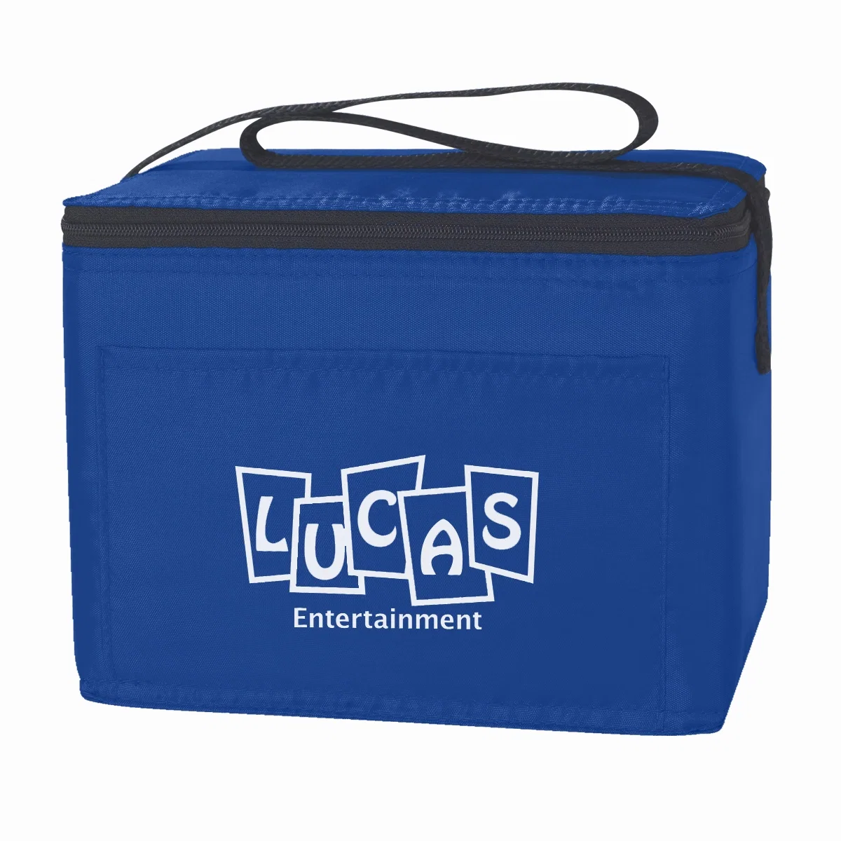 Royal blue bag angled to reveal its depth