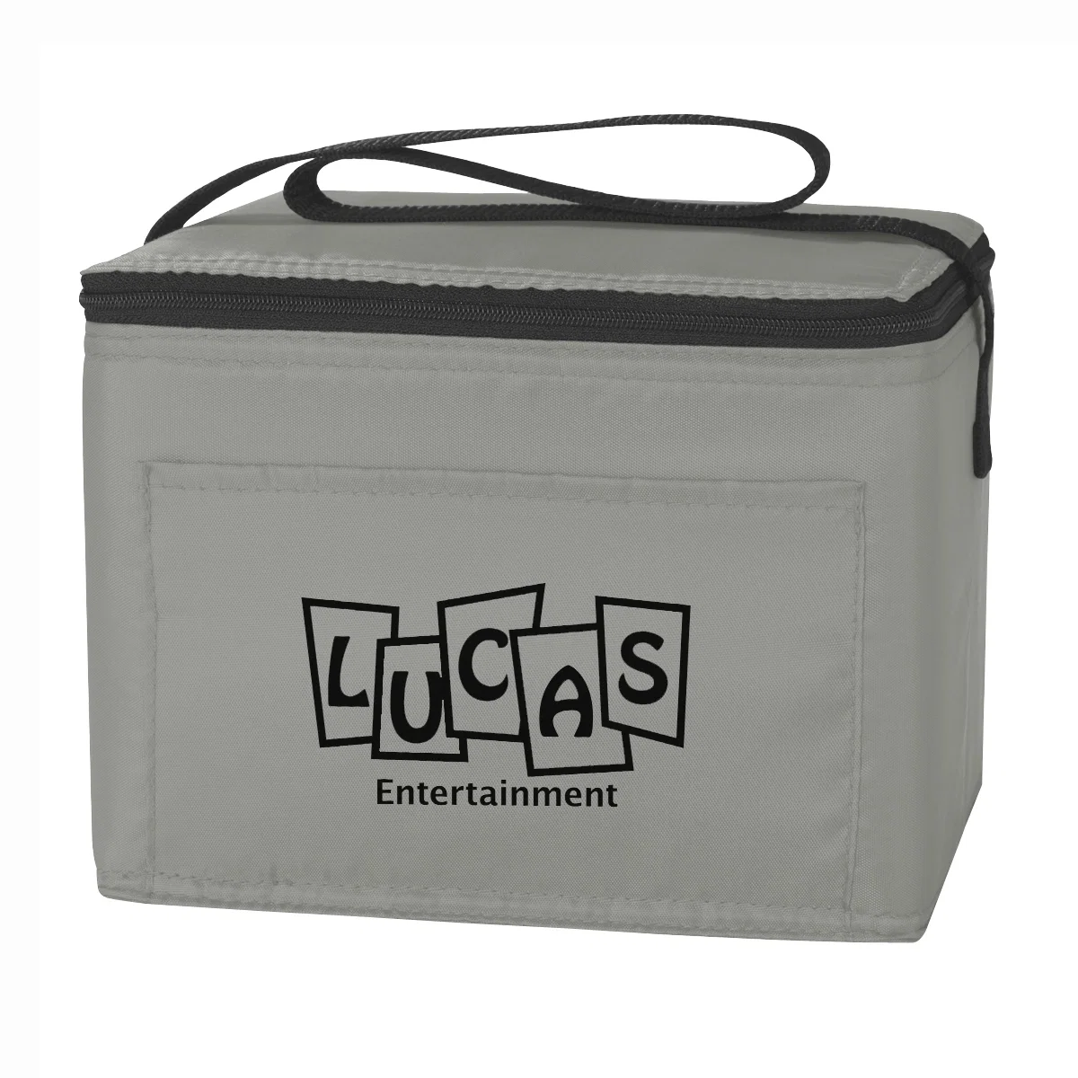 Gray bag shown from the front with handles up