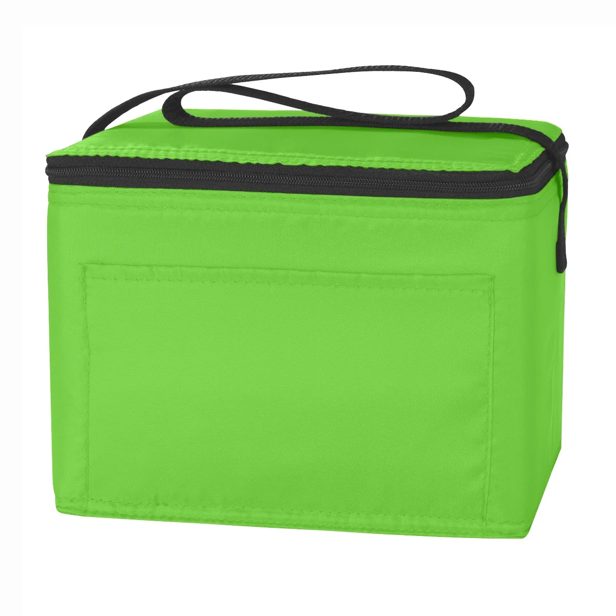 Lime green carrier standing upright on a plain surface