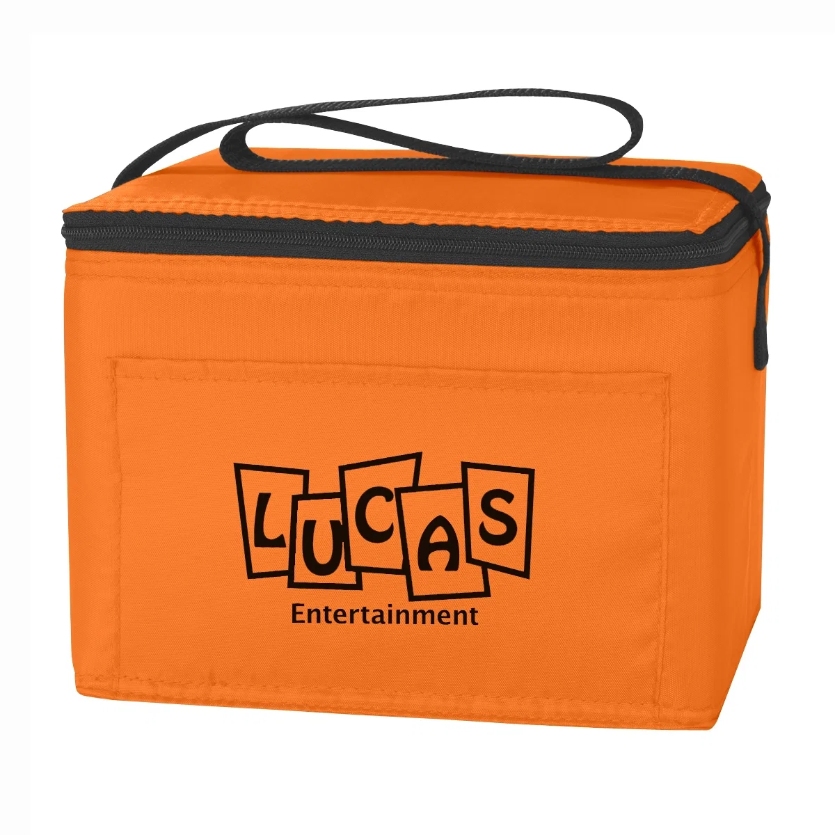 Orange bag with a blank front panel for artwork