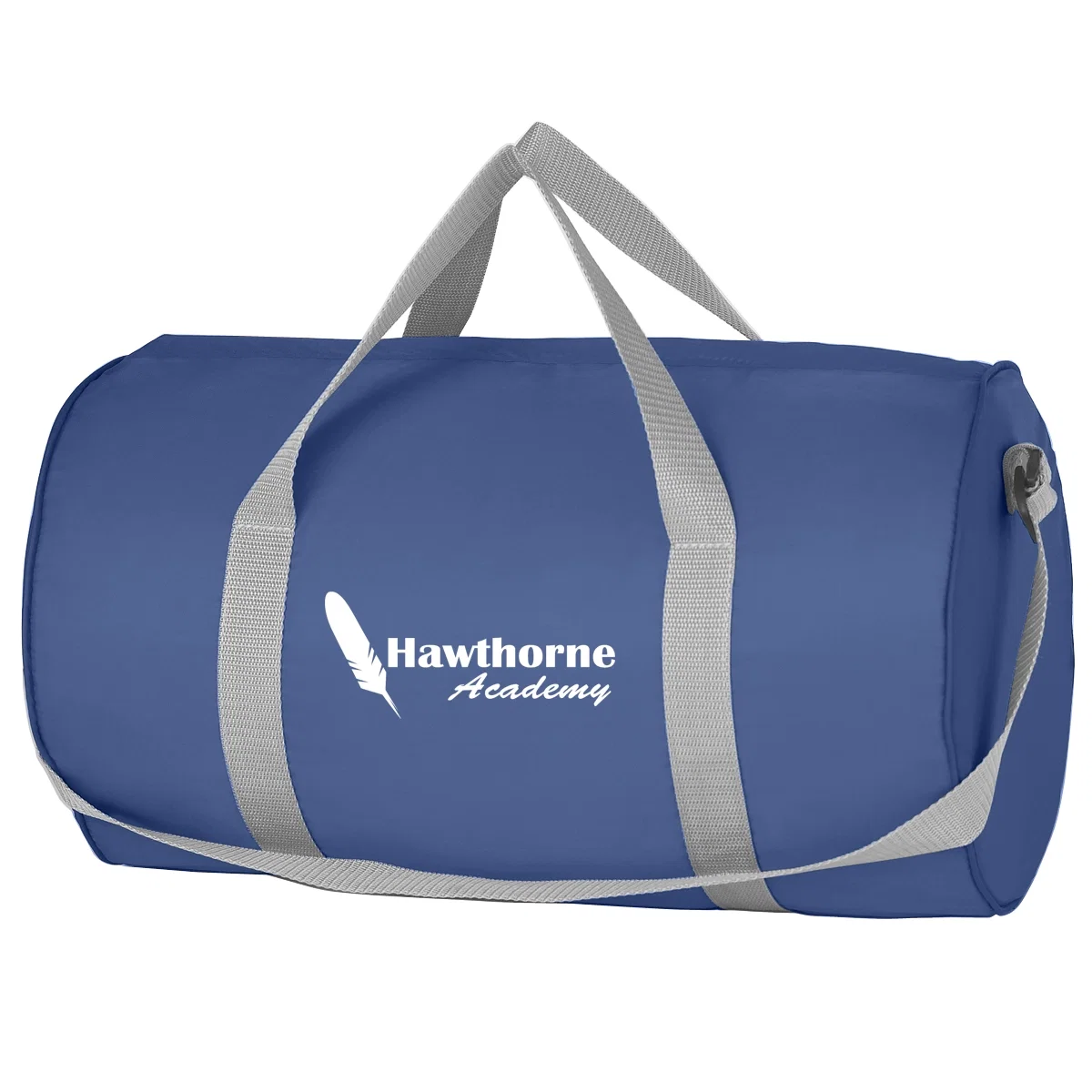 Handles gripped together at the top of the duffel