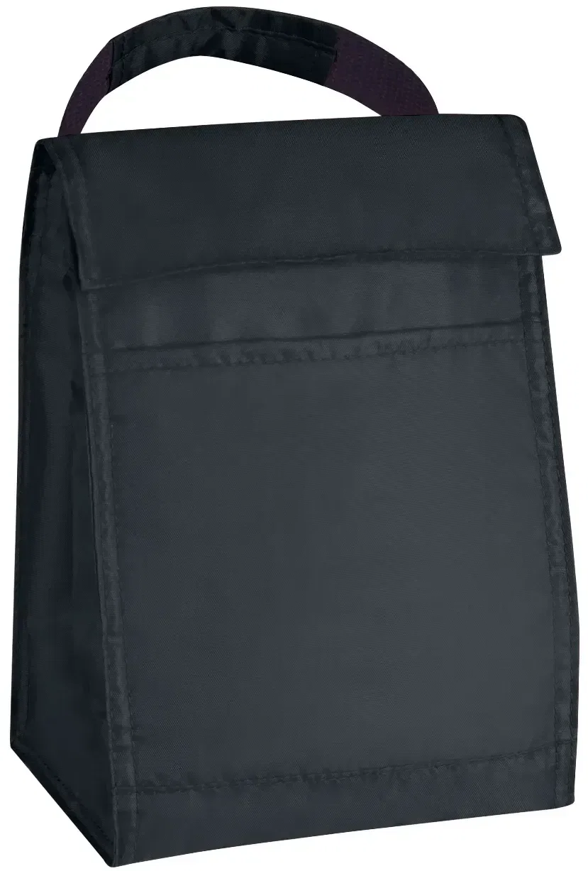 Insulated lunch bag zipped shut with a top carry handle