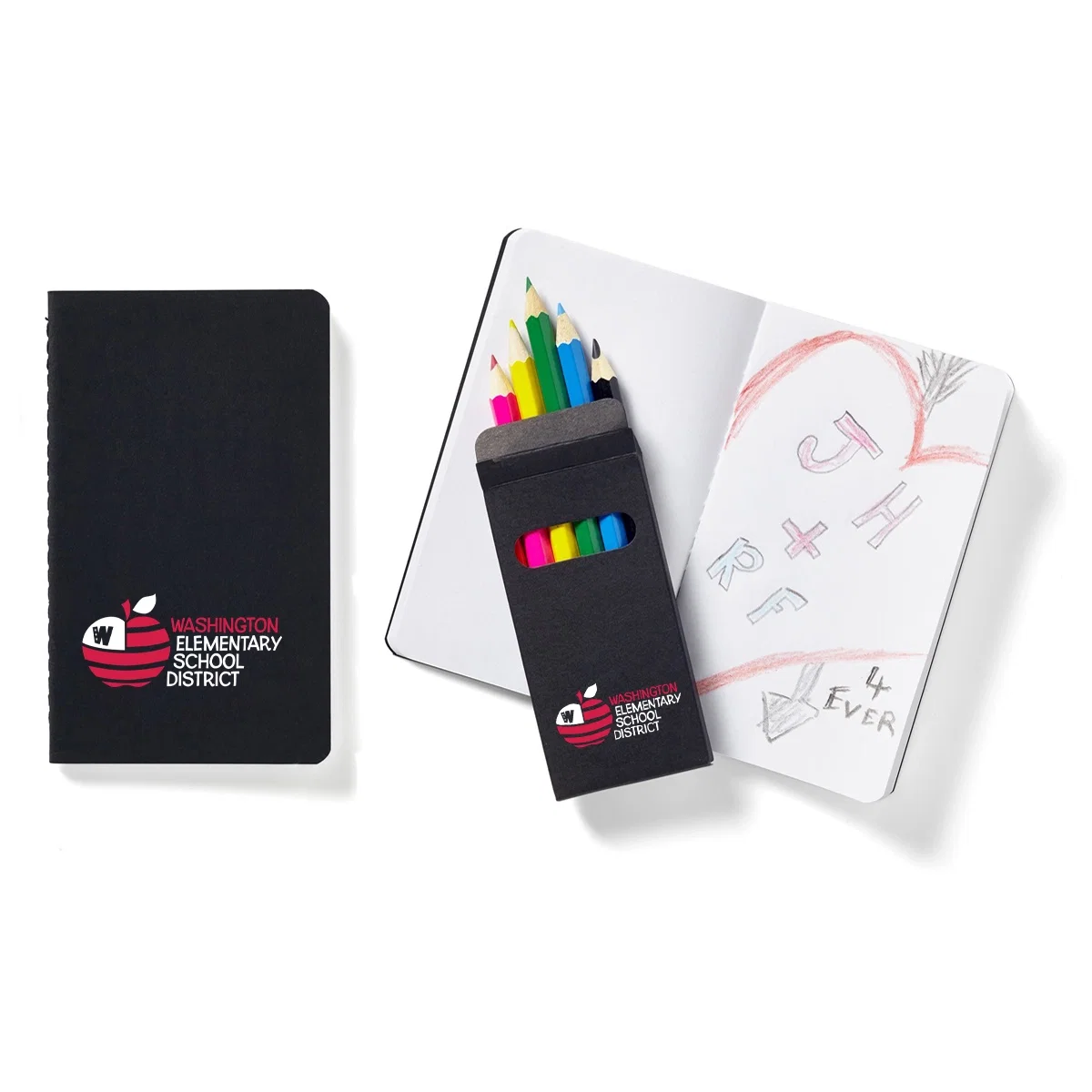 Budget Mini Notebook & 6 Color Pencil Set — view 3