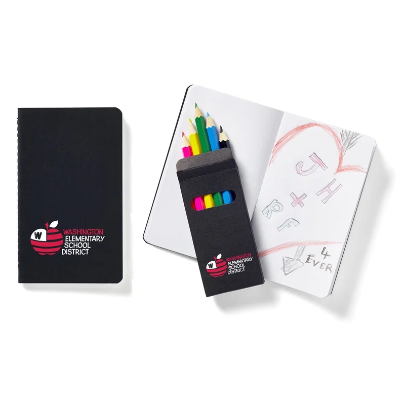 Budget Mini Notebook & 6 Color Pencil Set — view 3
