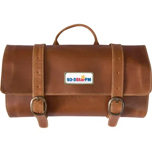 Buffalo Mountain Leather Roll-Up Travel Kit Bag, 4 Compartments