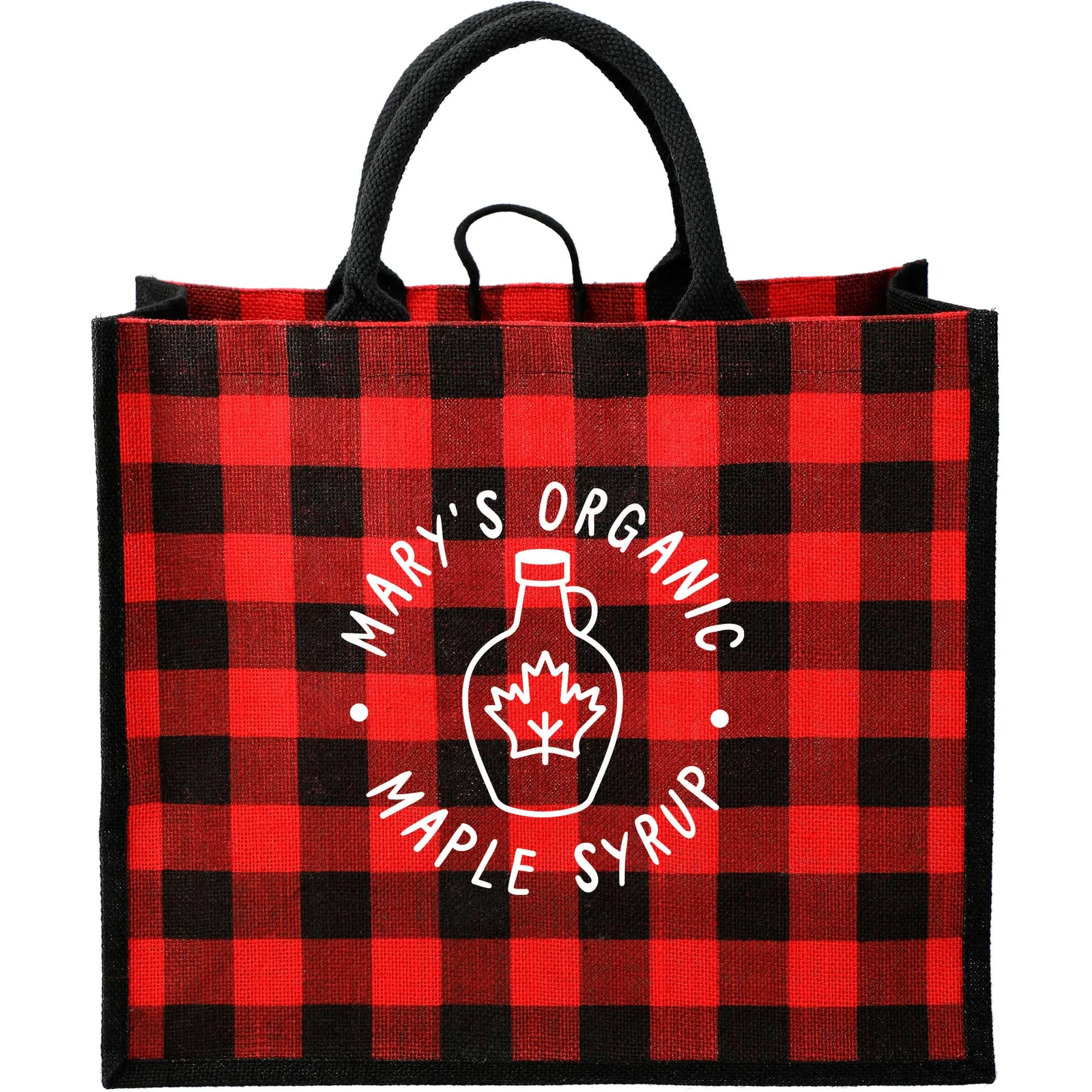 Buffalo Plaid Printed Jute Tote — view 15