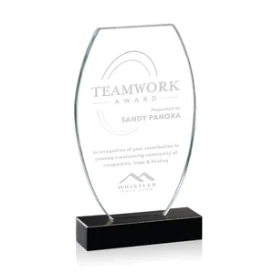 Broad-Arch Crystal Award on Black Base