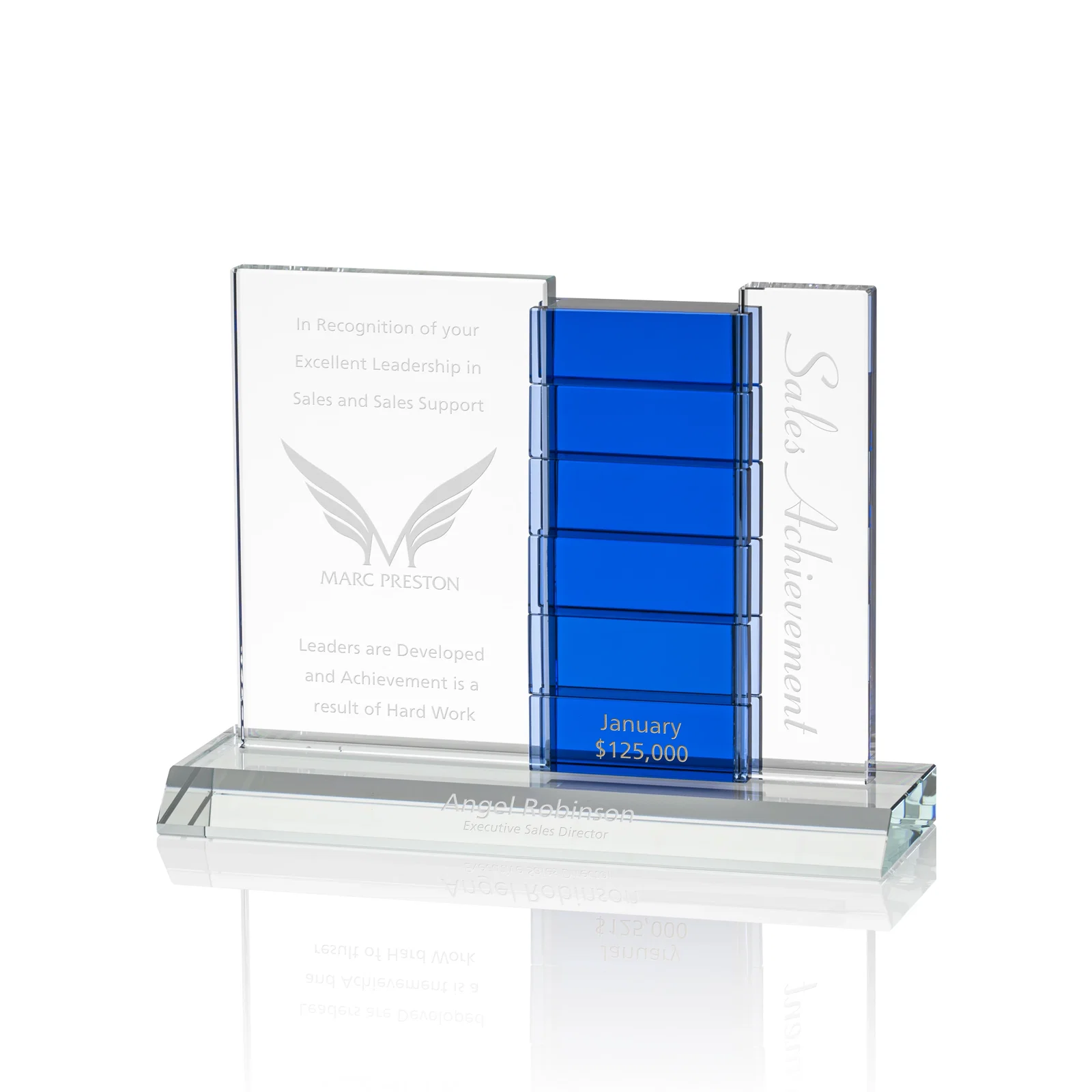Custom Optical Crystal Perpetual Award with Add-On Crystal Blocks, awards for corporate award ceremonies