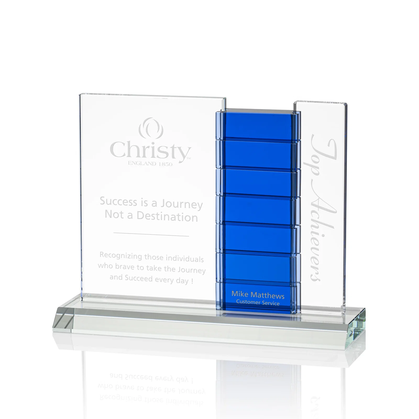 Custom Optical Crystal Perpetual Award with Add-On Crystal Blocks, awards for service anniversary gifts