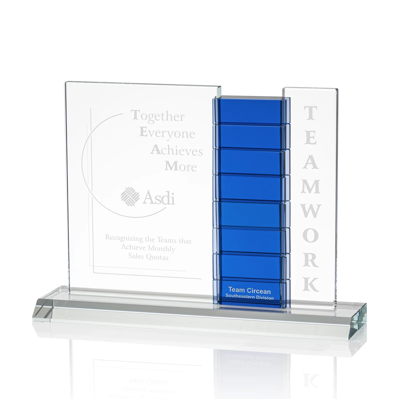 Custom Optical Crystal Perpetual Award with Add-On Crystal Blocks, awards for sales achievement awards