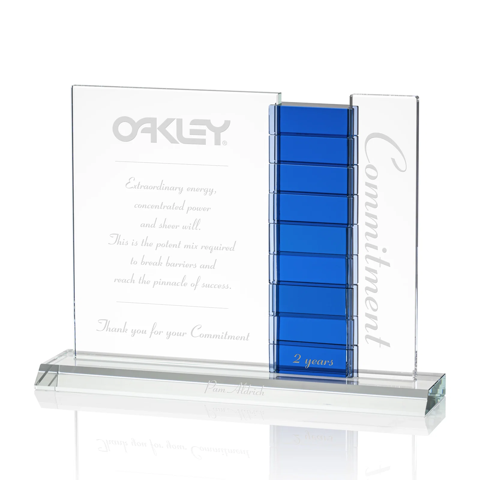 Custom Optical Crystal Perpetual Award with Add-On Crystal Blocks, awards for retirement presentations