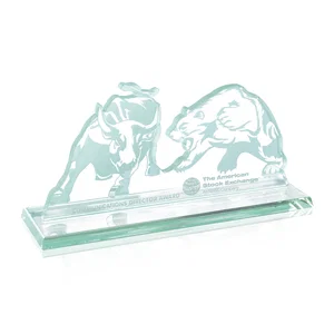 Aquashaped Jade Glass Bull and Bear Award
