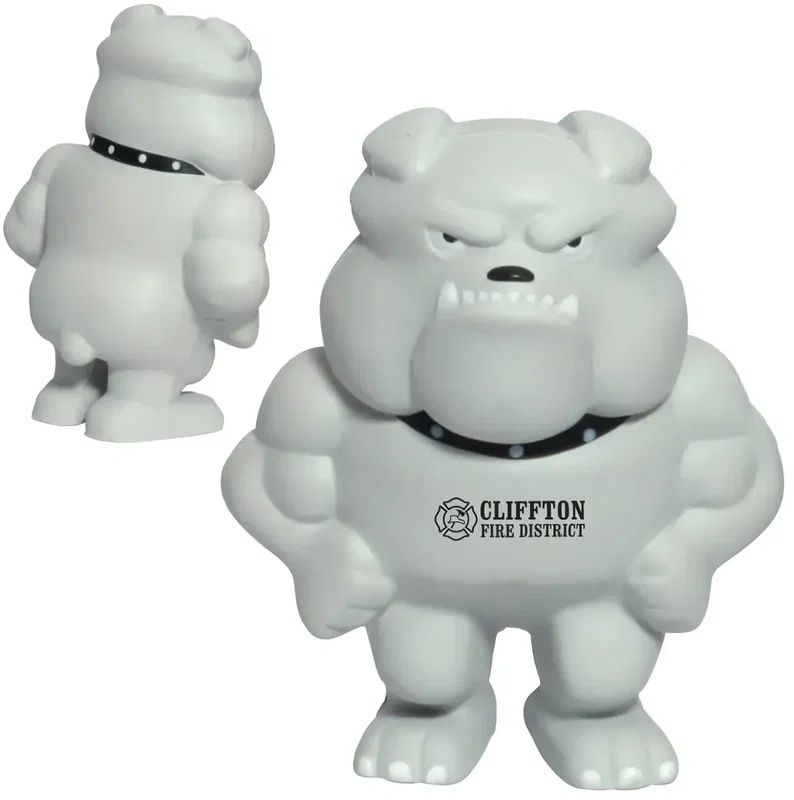 Custom Bulldog Mascot stress reliever, bulldog-shaped promotional squeeze ball for branded school spirit giveaways