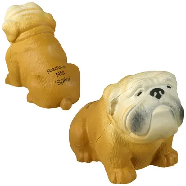 Custom Bulldog Stress Reliever, promotional foam squeeze toy shaped like a bulldog for branded mascot logo gifts