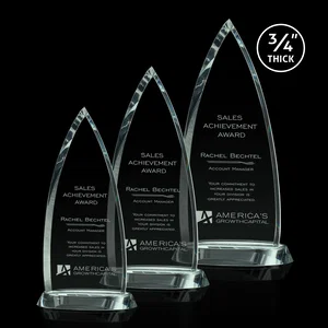 Jade Crystal Award With A Gently Curved Beveled Peak