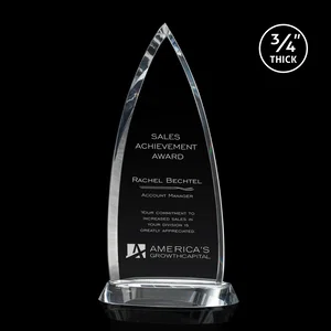 Starfire Crystal Peak Award on Curved Round Base