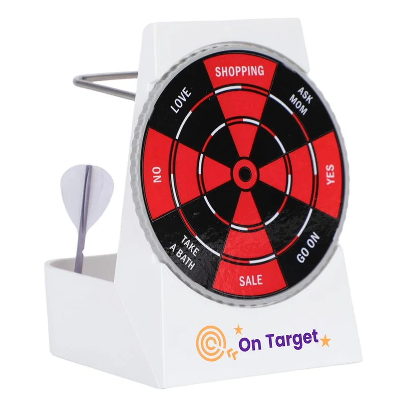 Bullseye Dart Game & Pen Holder shown with a magnetic dart resting in the base tray