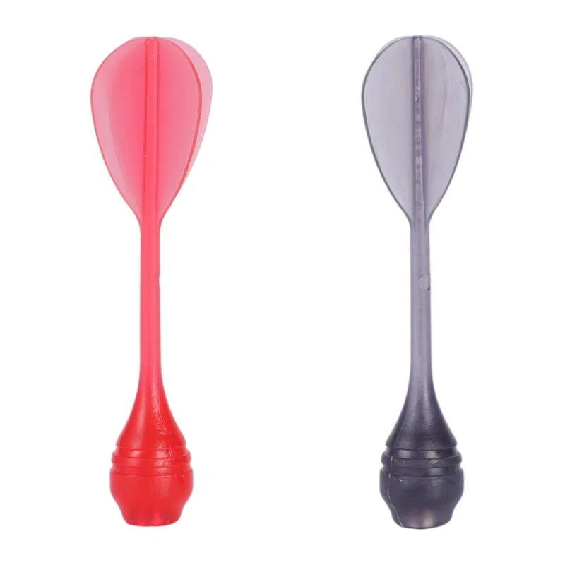 Close-up of the Bullseye dart game's two magnetic-tip darts