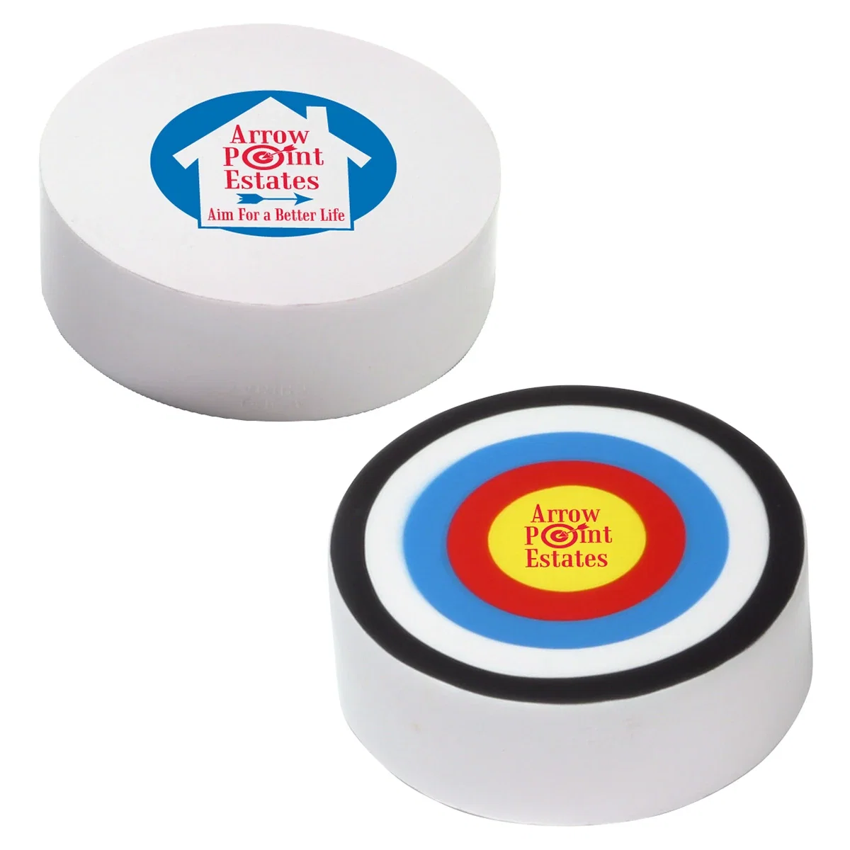 Bullseye target shaped stress reliever in a flat round disc form