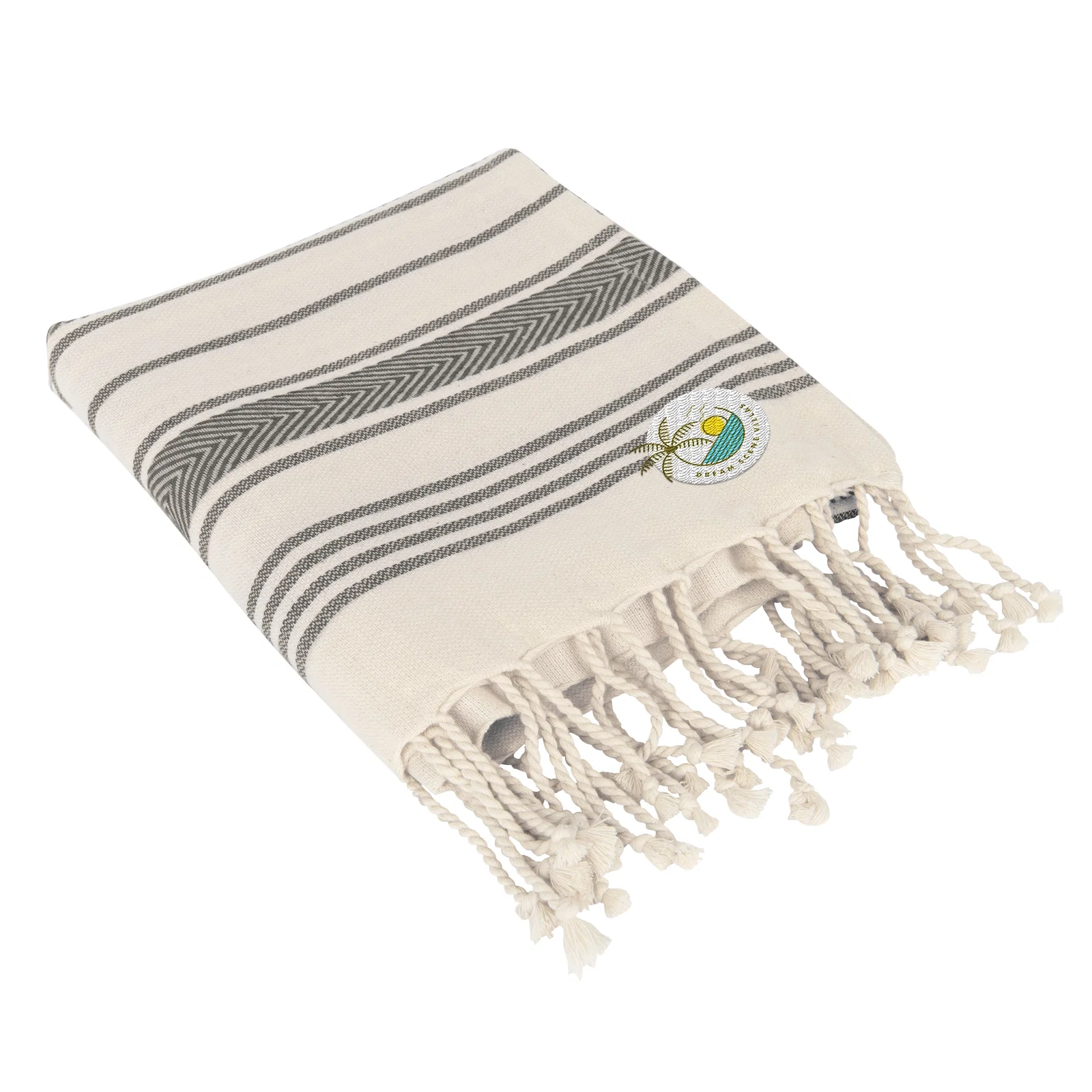 Contrast border running along the edge of the towel