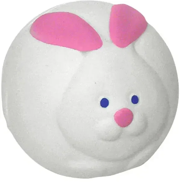Custom Bunny Rabbit Stress Ball, branded bunny-face round squeeze toy with logo print for spring events