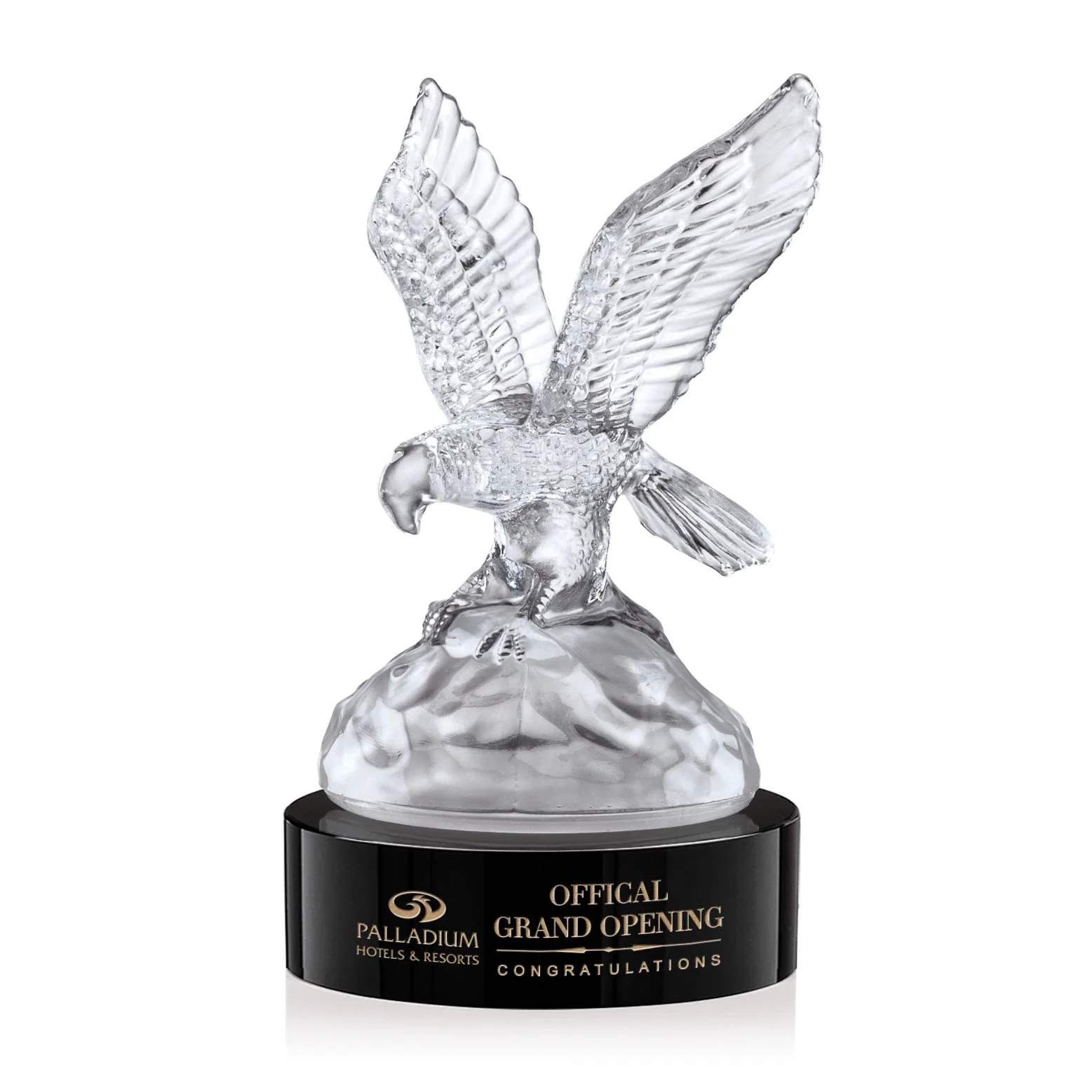 Custom Optical Crystal Eagle Award With Shimmering Surface Detail for employee recognition