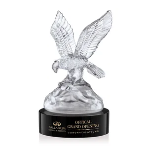 Optical Crystal Eagle Award With Shimmering Surface Detail