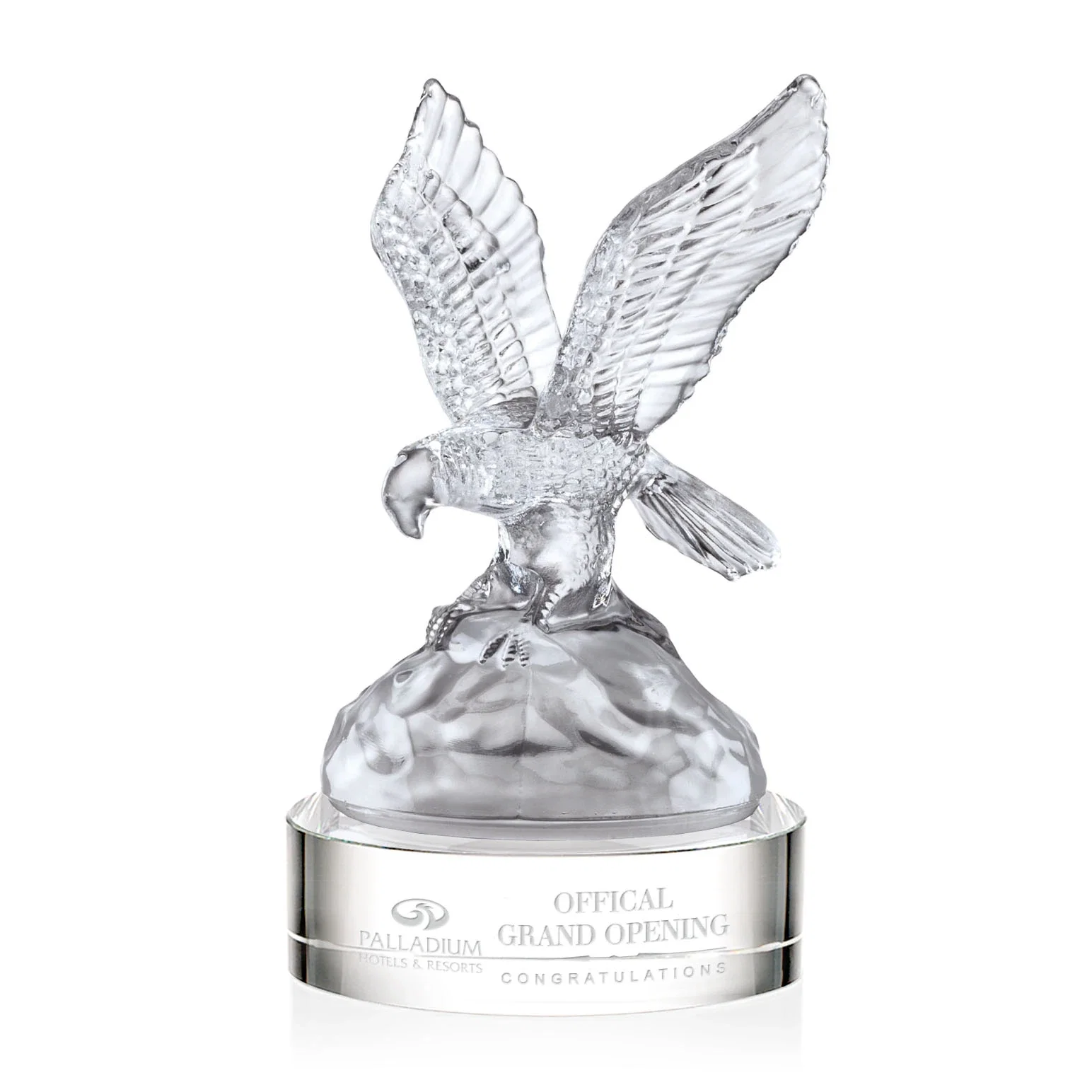 Custom Optical Crystal Eagle Award With Shimmering Surface Detail for corporate award ceremonies
