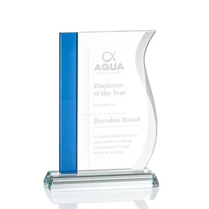 Starfire Crystal Award with Straight Blue Edge and S-Curved Side