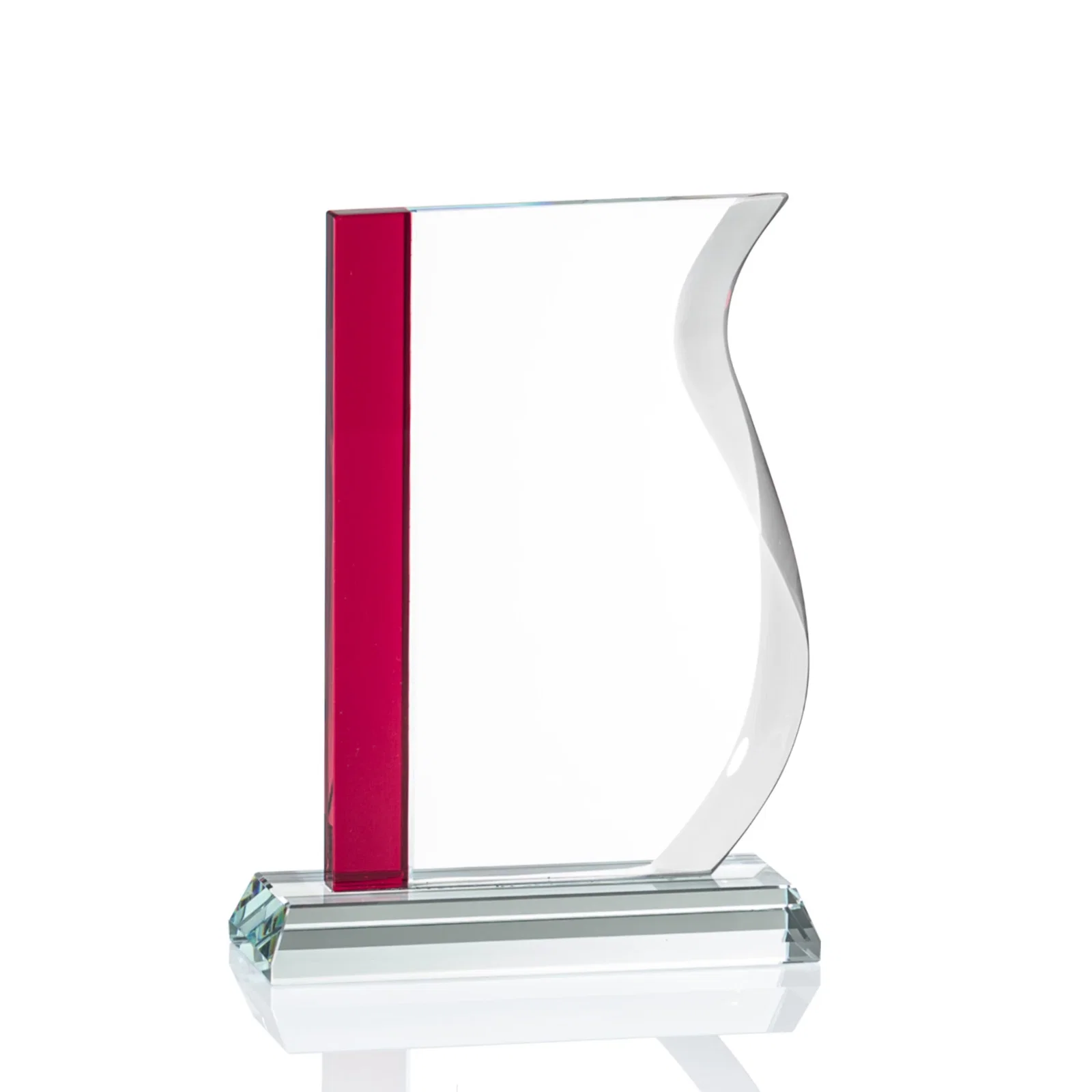 Promotional Starfire Crystal Award with Straight Blue Edge and S-Curved Side, awards for donor appreciation