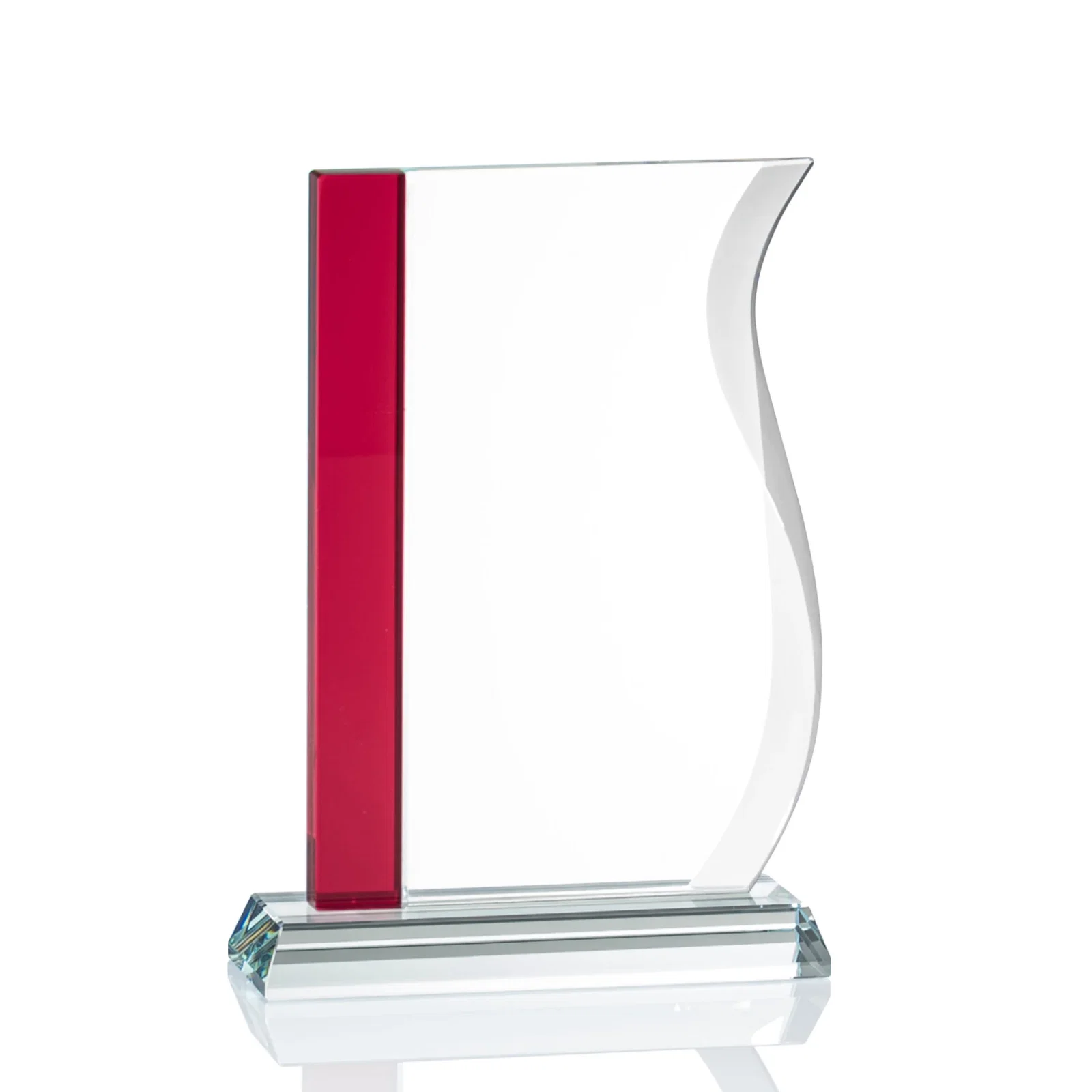 Promotional Starfire Crystal Award with Straight Blue Edge and S-Curved Side, awards for graduation ceremonies