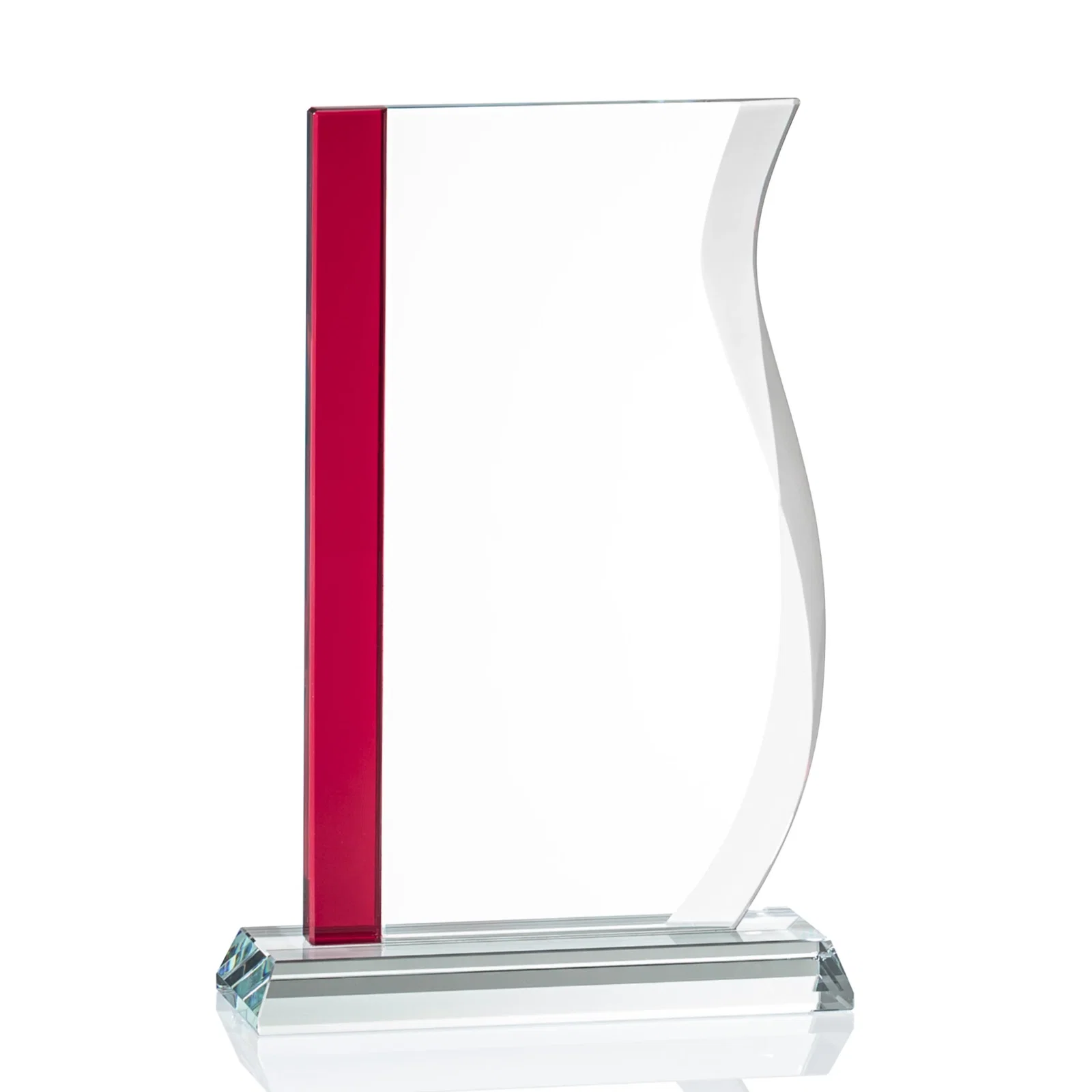 Promotional Starfire Crystal Award with Straight Blue Edge and S-Curved Side, awards for safety achievement programs