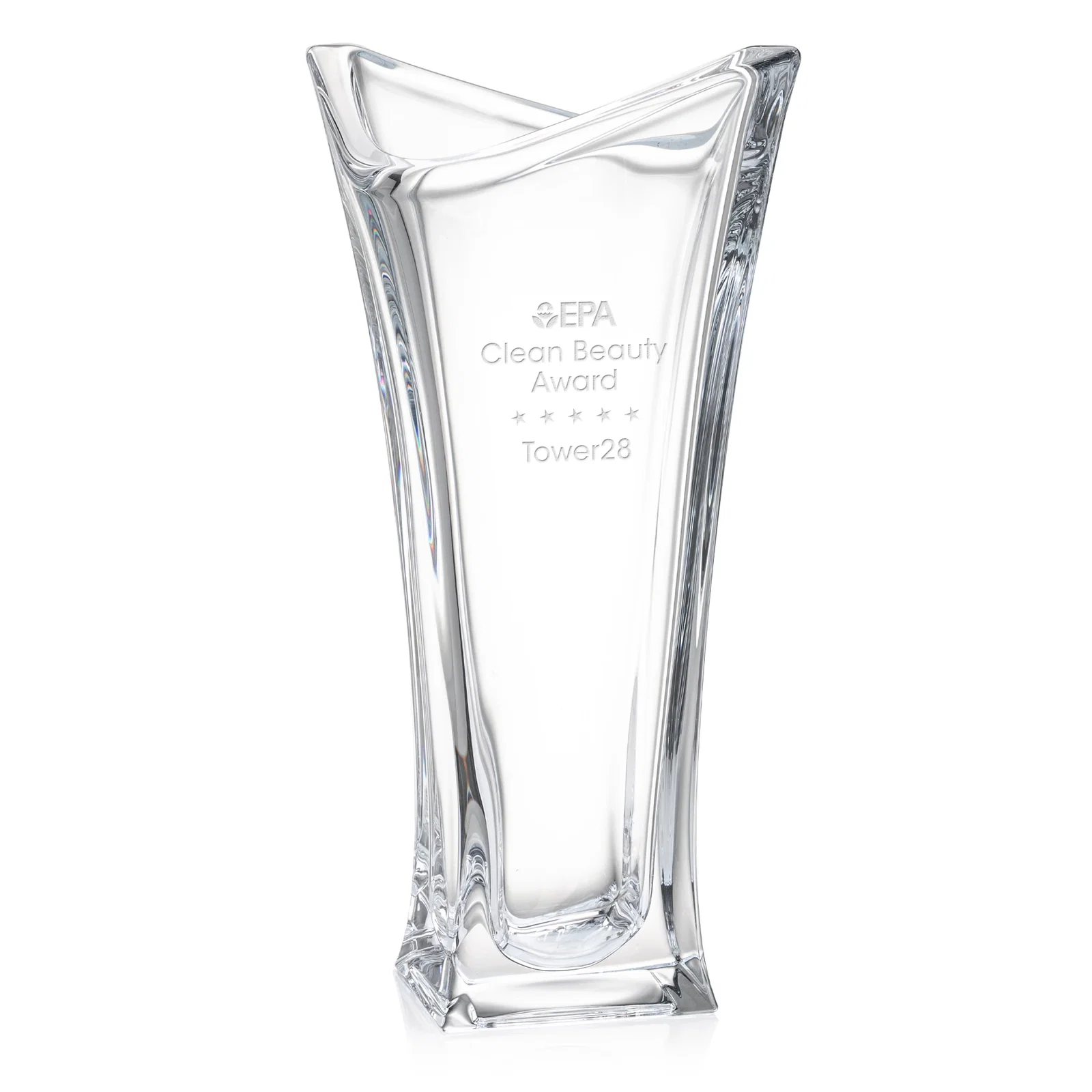 Custom Lead Free Crystalline Vase with Elongated Top and Wide Base for employee recognition