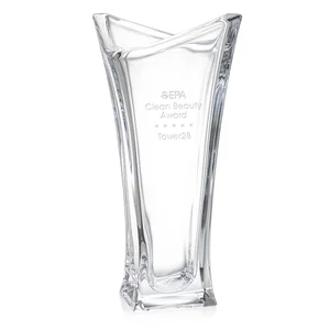 Lead Free Crystalline Vase with Elongated Top and Wide Base