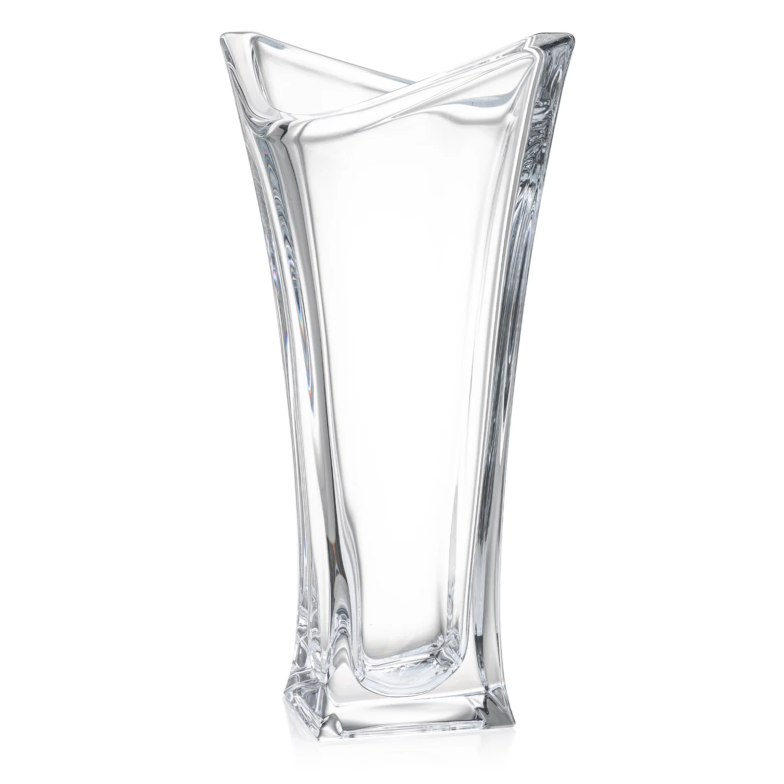 Custom Lead Free Crystalline Vase with Elongated Top and Wide Base for corporate award ceremonies