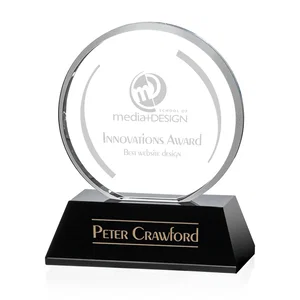 Two-Tone Crystal Award with Square Etch Panel