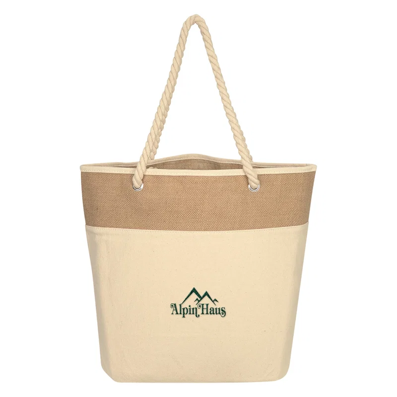 Promotional Burlap Rope Tote Bag — view 2