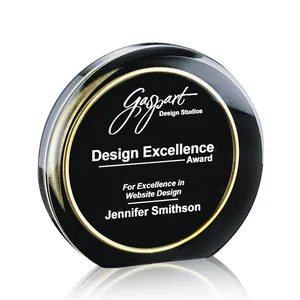 Acrylic Circle Award With Integrated Gold Edge Ring